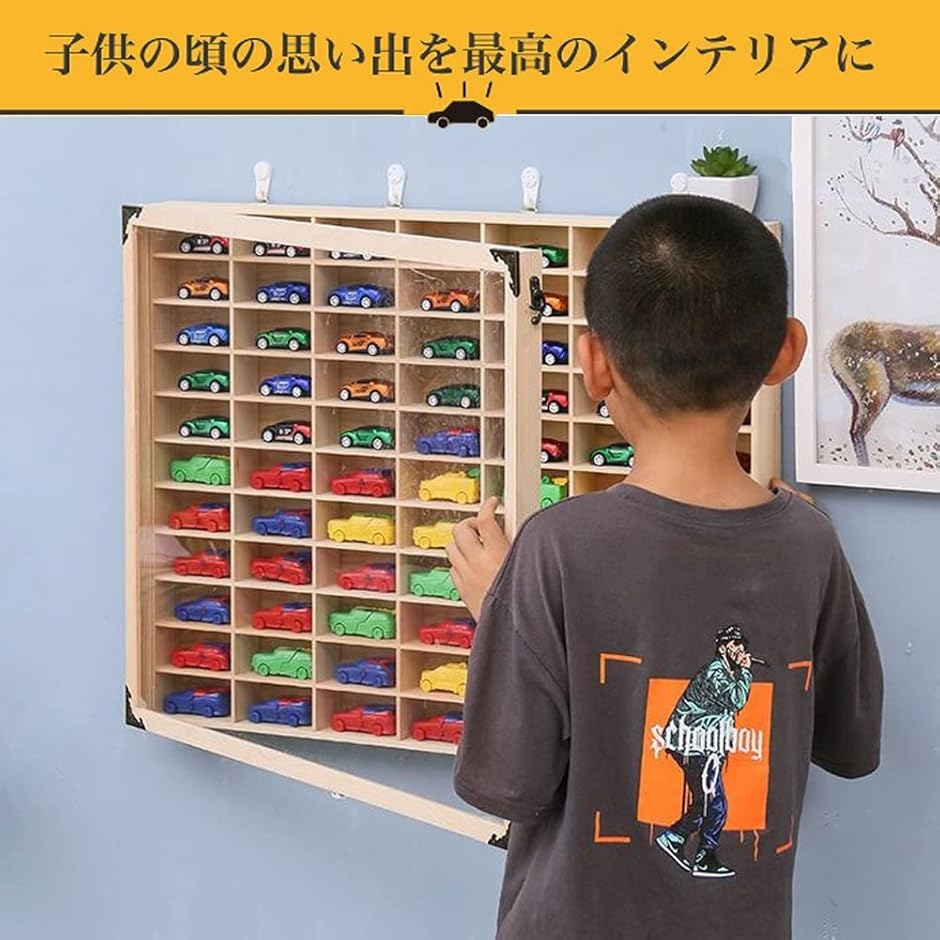 ブランド登録なし - ミニカー入れもの 5x10勢揃え 50台納める能力のある 飾りつけ印字機 アクリル樹脂扉 ミニカー納める 納める入れもの (自然的材木,  6x10勢揃え)