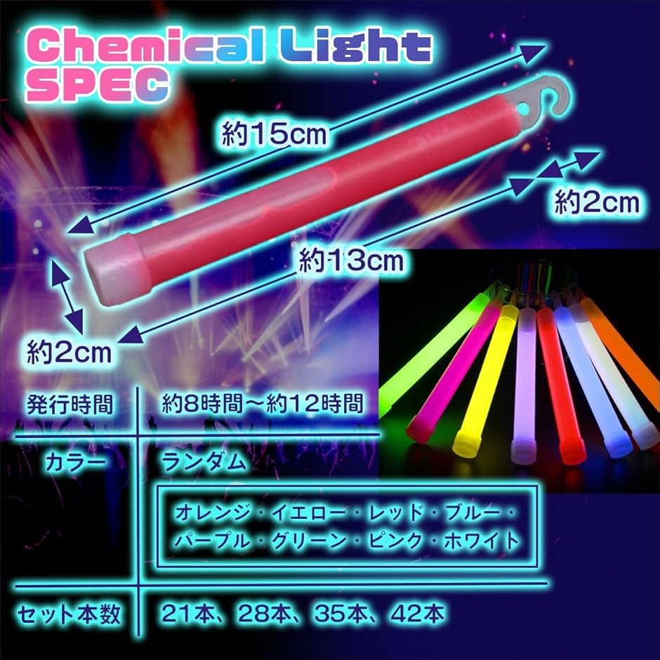 ペンライト ケミカルライト コンサート ライブ 光る 長時間発光 8色