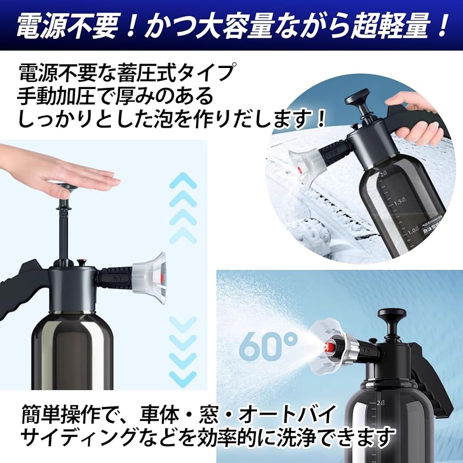 洗車 フォームガン ボトル 便利 風防付き泡ノズル : スピード