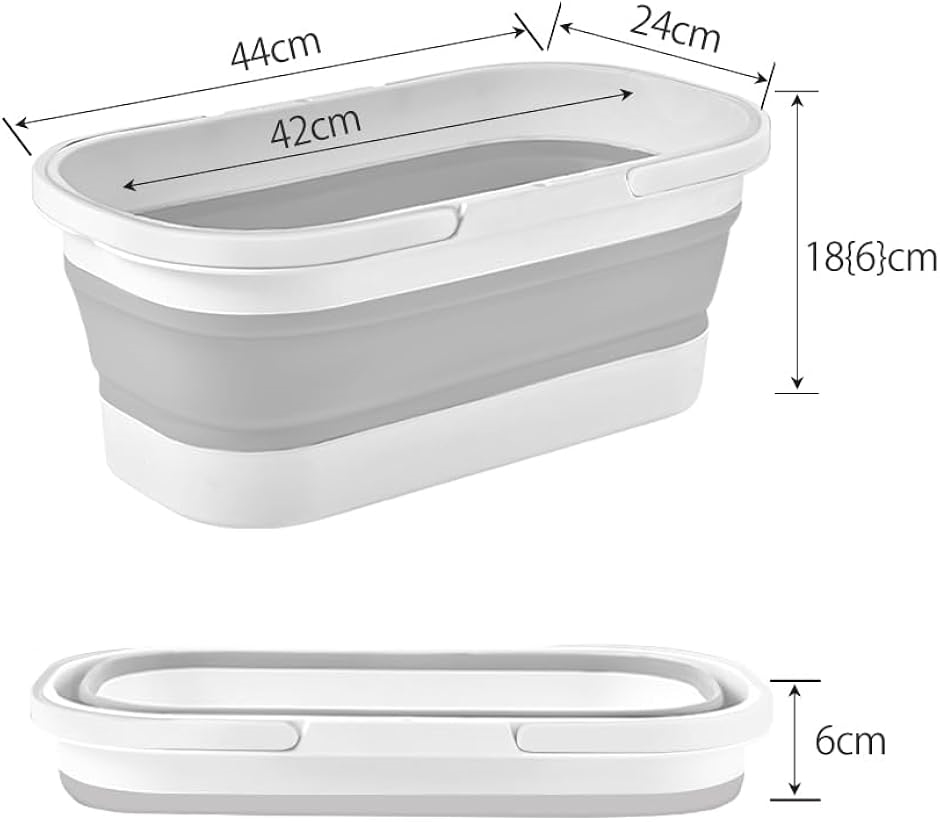 折りたたみ バケツ モップバケツ 洗い桶 12/15L 大容量 ホイール 取っ手付き 生活用品 掃除 洗濯( ライトグレー,  12L) | ブランド登録なし | 06