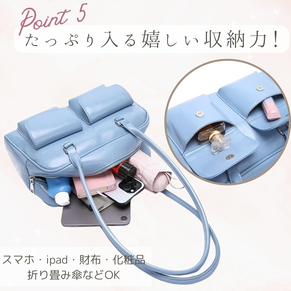ダブルポケット ミニボストンバッグ 横長バッグ レディース