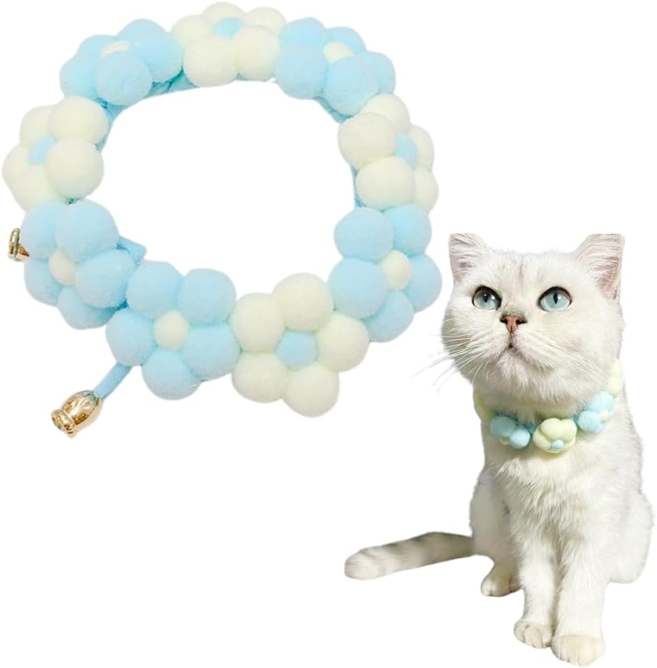 ダブルリボン(ブルーフラワー)わんちゃん猫ちゃん用首輪 ブルーフラワー(②)ダブルリボン、わんちゃん猫ちゃん用首輪 ダブル