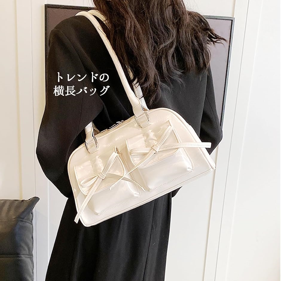 横長バッグ リボンバッグ ボストンバッグ ハンドバッグ 肩掛けバッグ