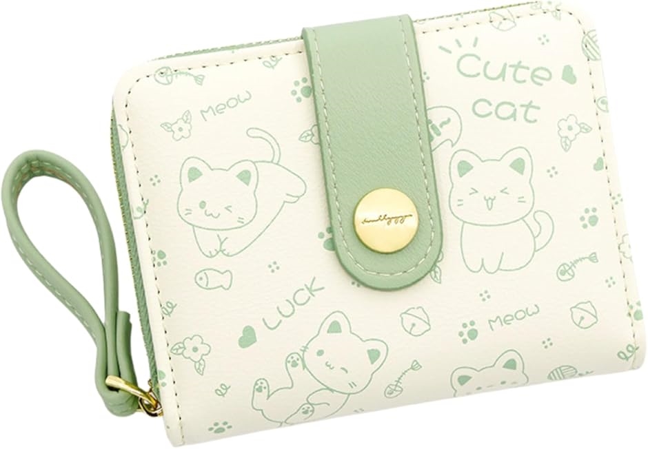 Yahoo! Yahoo!ショッピング(ヤフー ショッピング)財布 ファスナー レディース 2つ折り 小銭入れ 女の子 ガールズ コンパクト（グリーン）