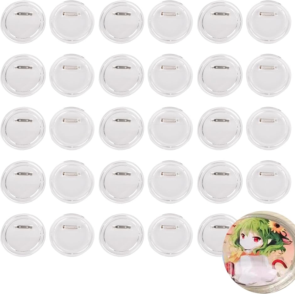 Yahoo! Yahoo!ショッピング(ヤフー ショッピング)EdisonBrain アクリル ブローチ 44mm 50個 セット フォトバッジ 透明 DIY 手作り ピンバッジ 缶バッジ 安全 台座