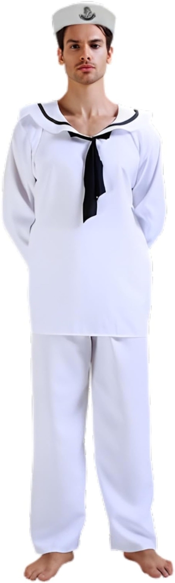 水兵 (ホワイト,  シャツ/着丈約75cm 胸囲約120cm パンツ/胴囲約72cm〜100cm 丈約116cm 帽子/内寸約59cm)