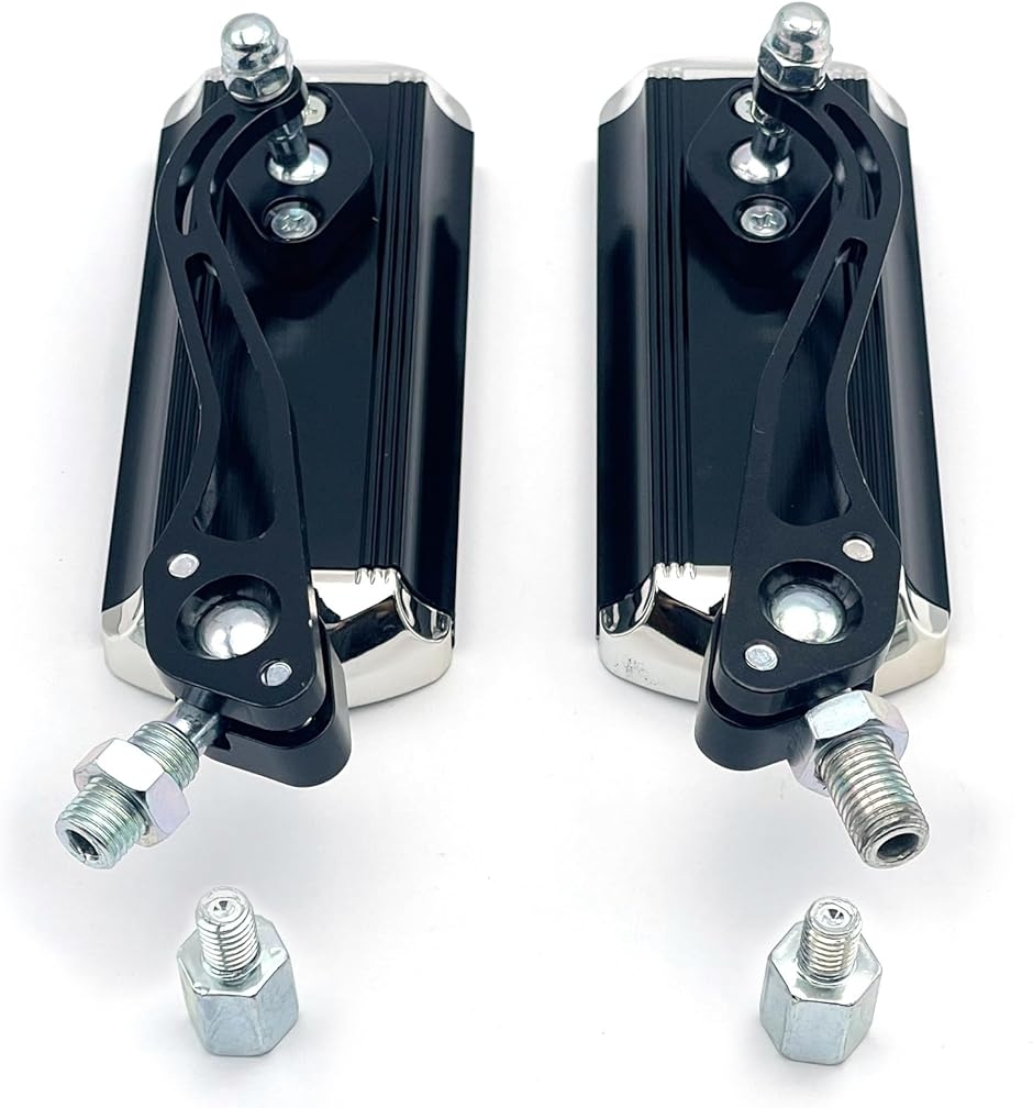 クラシック アルミ スクエア ミラー 汎用 10mm 8mm アダプター2個付き