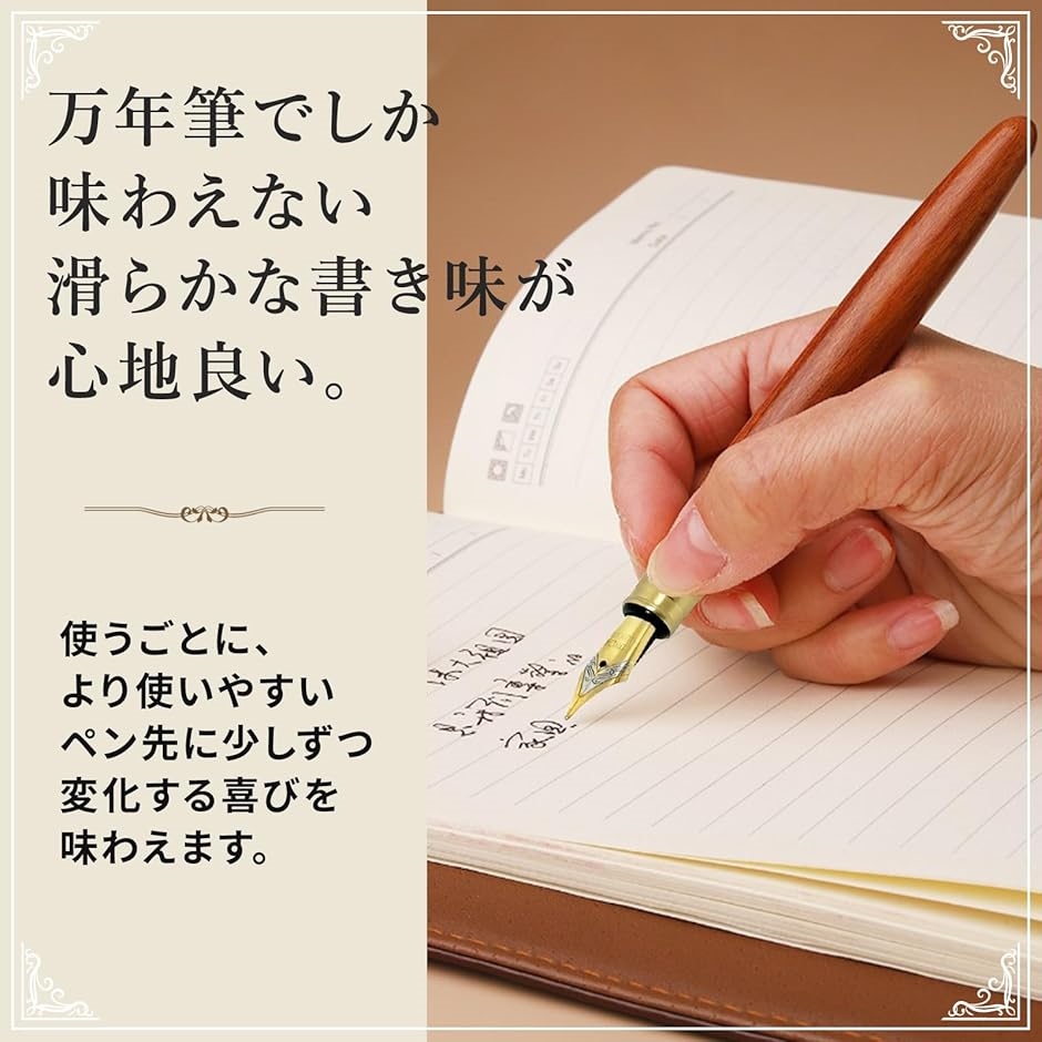 レトロ 真鍮 万年筆 木 製 金 色 キャップ ねじ 式 ノート 本 手紙