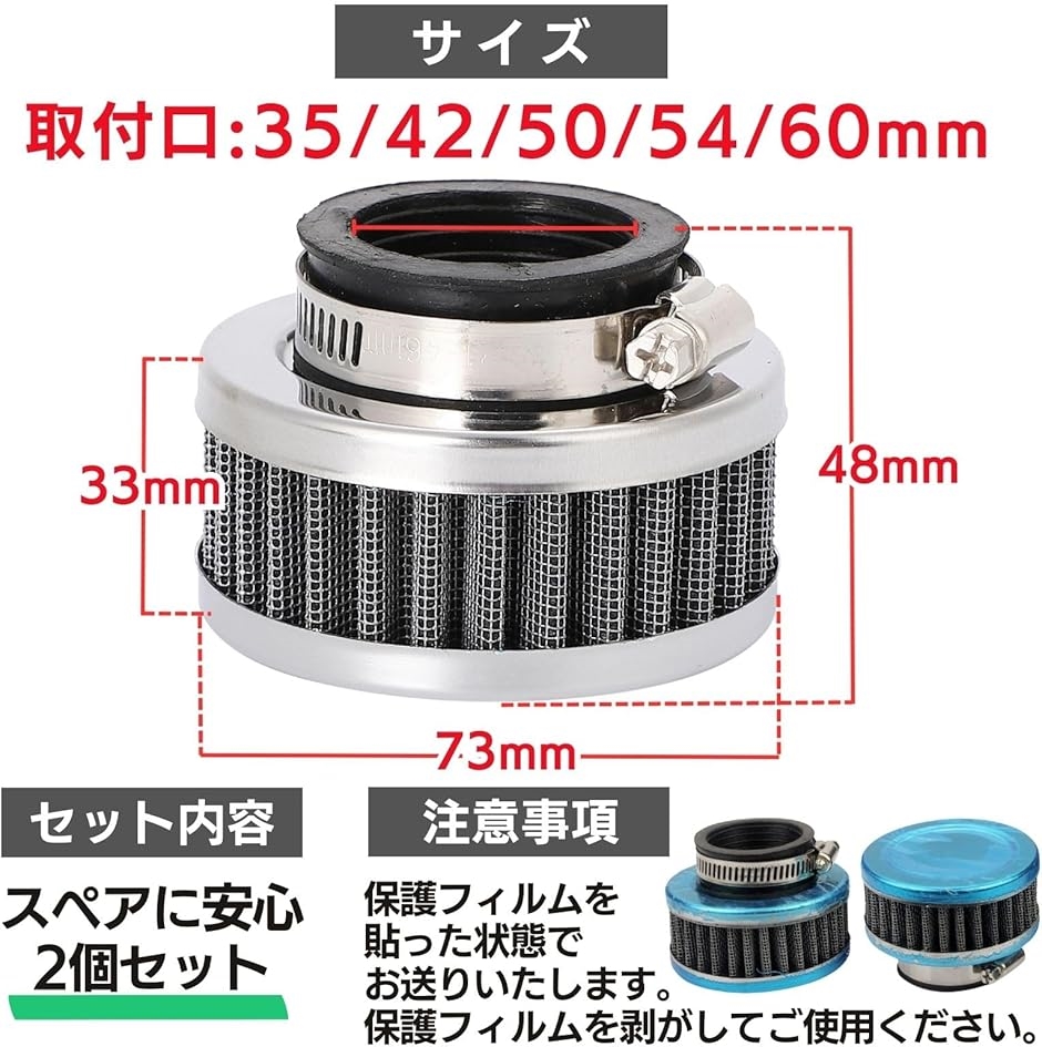 互換品】 パワーフィルター 2個セット エアフィルター 薄型 小型
