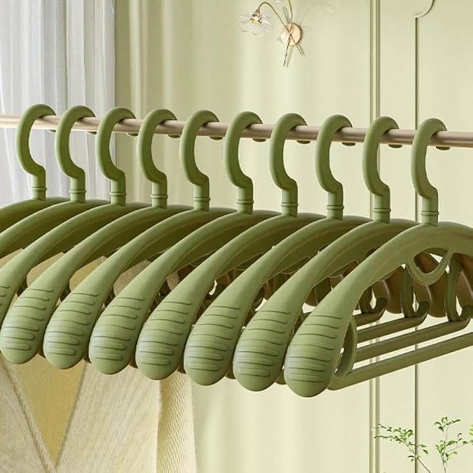 ハンガー かたくずれ防止x滑らないx跡がつかない 10本 大切な衣類用ニット・セーター・ブラウス(グリーン,  41.5cmx20cm)