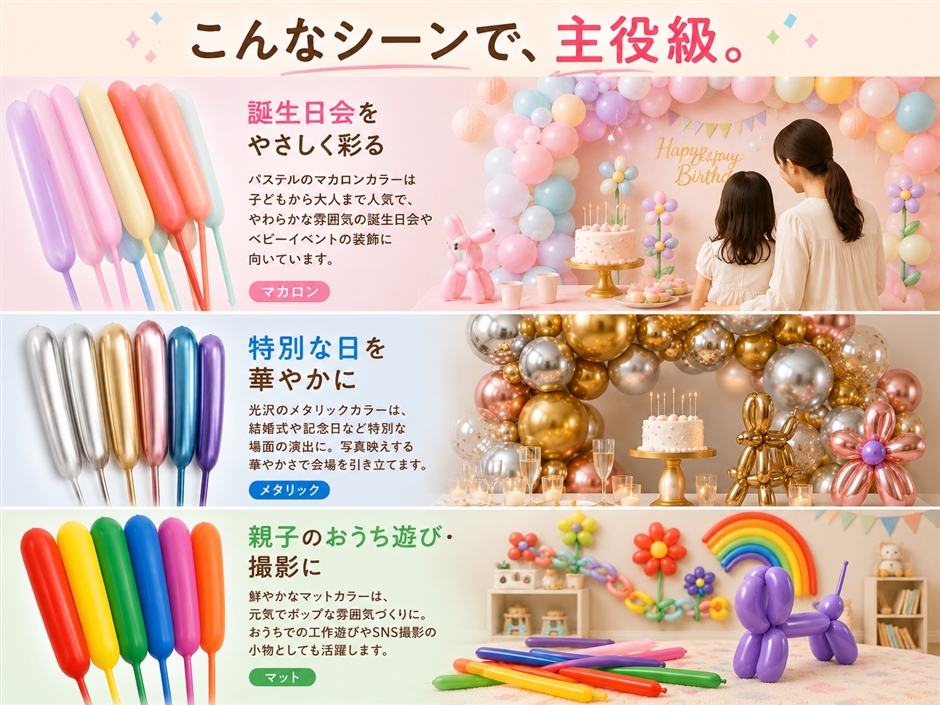 バルーンアート 風船 ペンシルバルーン マジック 割れにくい 100個
