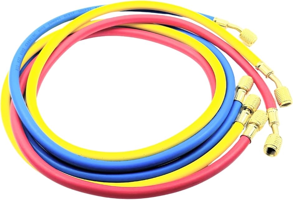 エアコンガス チャージホース 3本セット R134a R12 R22 R502 冷媒 対応 1/4フレア 140cm(１４０cm)