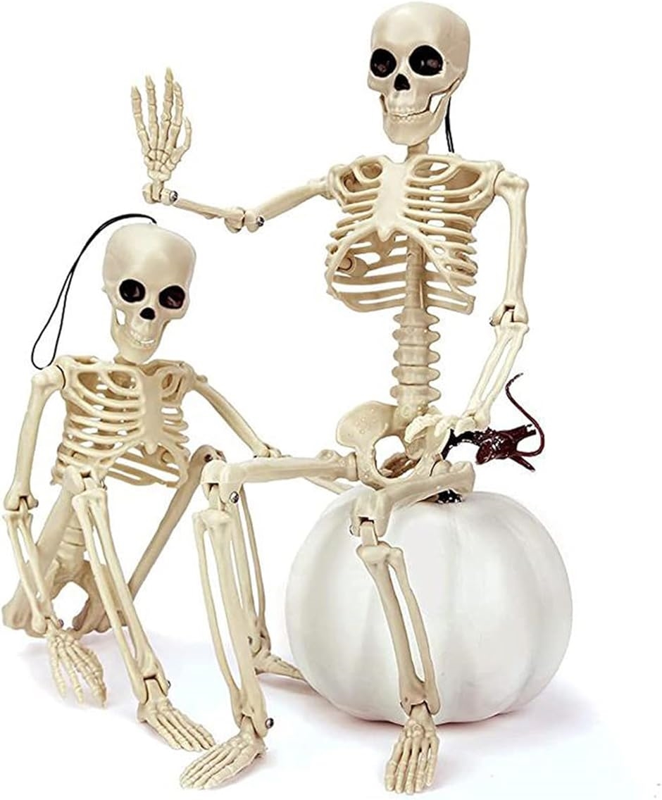 ハロウィン 骸骨 飾り 40cm 2点セット 関節可動式 スケルトン 怖い