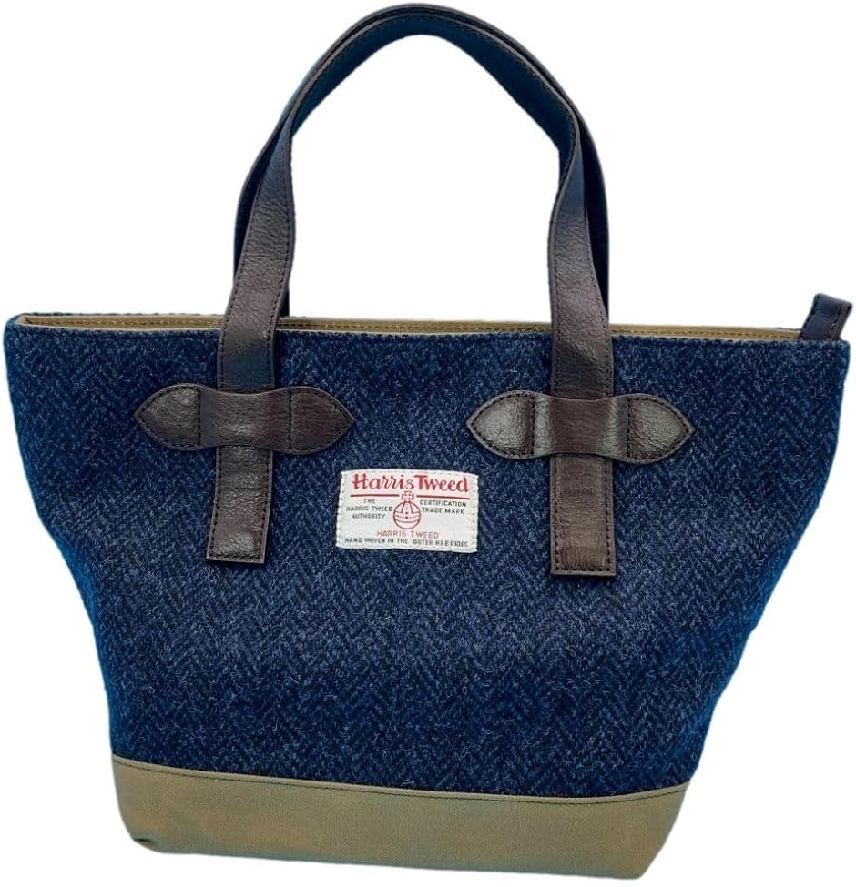 Harris Tweed ハリスツイードxパラフィン帆布の横型手提げトート