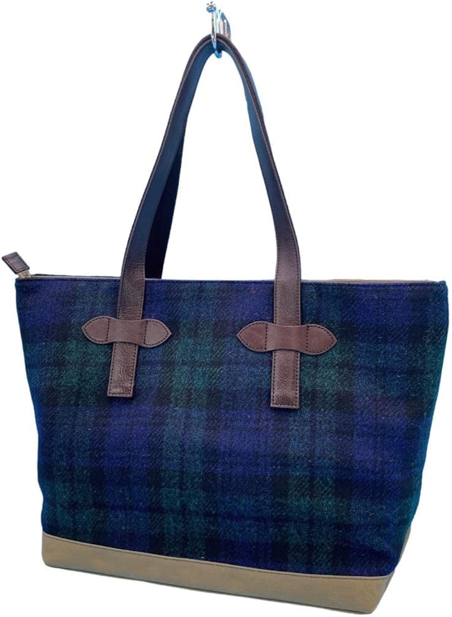 Harris Tweed ハリスツイードxパラフィン帆布の横型トート