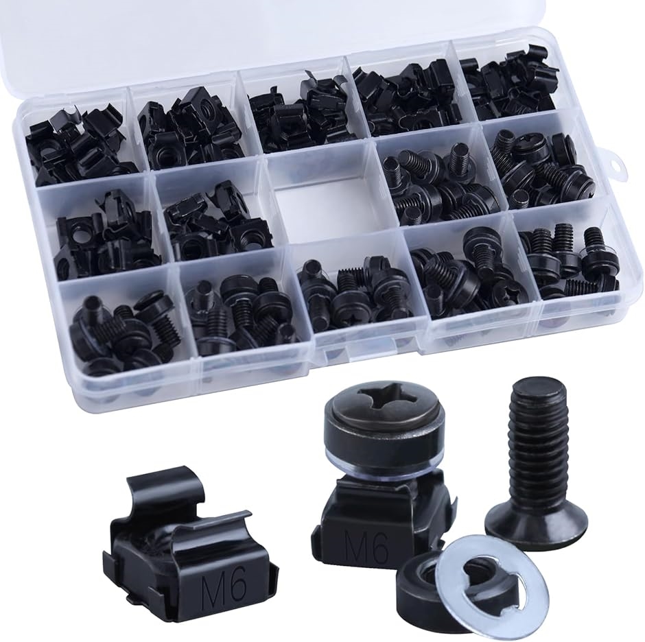 互換品】 ラックマウントケージナット M6 x 16 mm ケージナットと