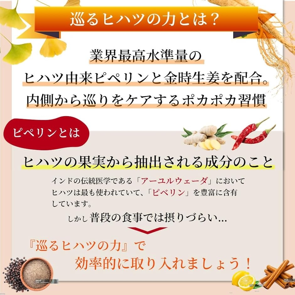 医師監修巡るヒハツの力 金時生姜プラス サプリ...の詳細画像2