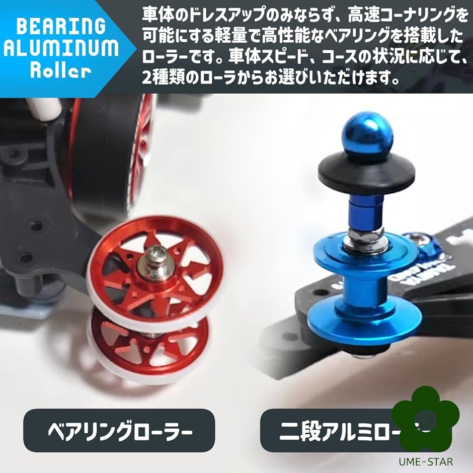 ミニ四駆 アルミローラー ベアリングローラー 19mm 二段アルミローラー