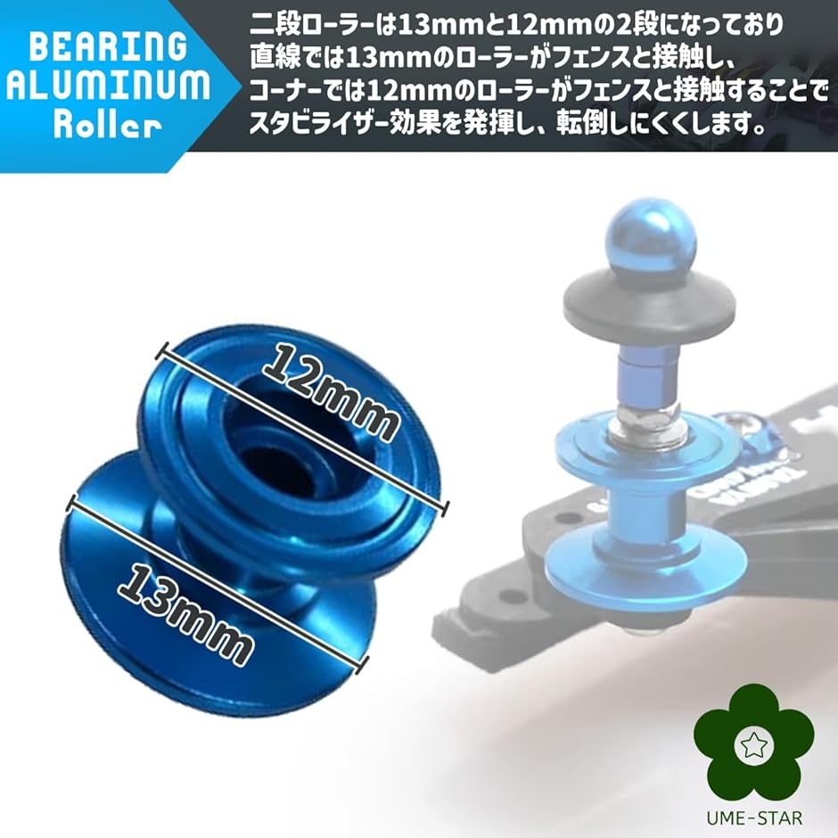 新品　ミニ四駆　アルミベアリングローラーセット　１２点セット ミニ四駆 アルミローラー ベアリングローラー 19mm 二段アルミローラー