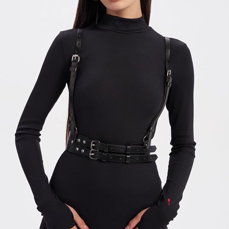 AD2024 24SS サスペンダーハーネス 黒 archive パンク ハーネスベルト サスペンダー クロスベルト 調節可能 ゴシック 病み