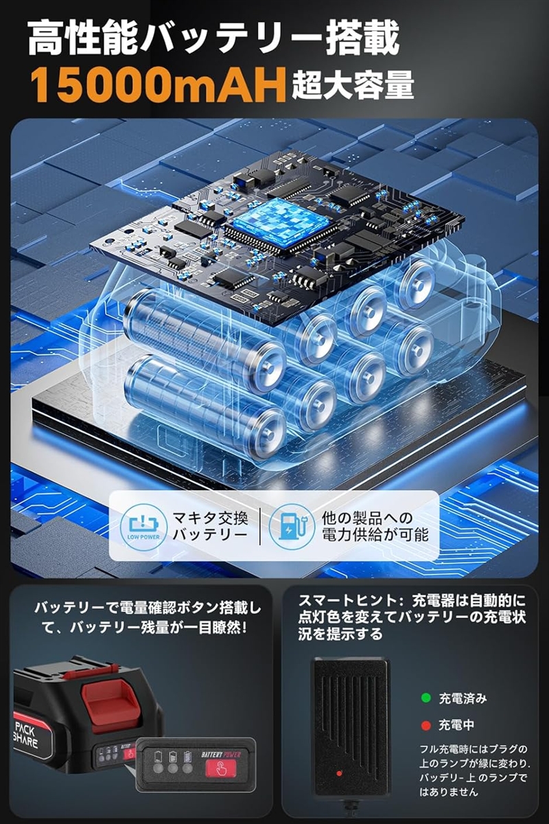 Boomax高圧洗浄機 コードレス USB充電式 3段階水?モード 約18モード