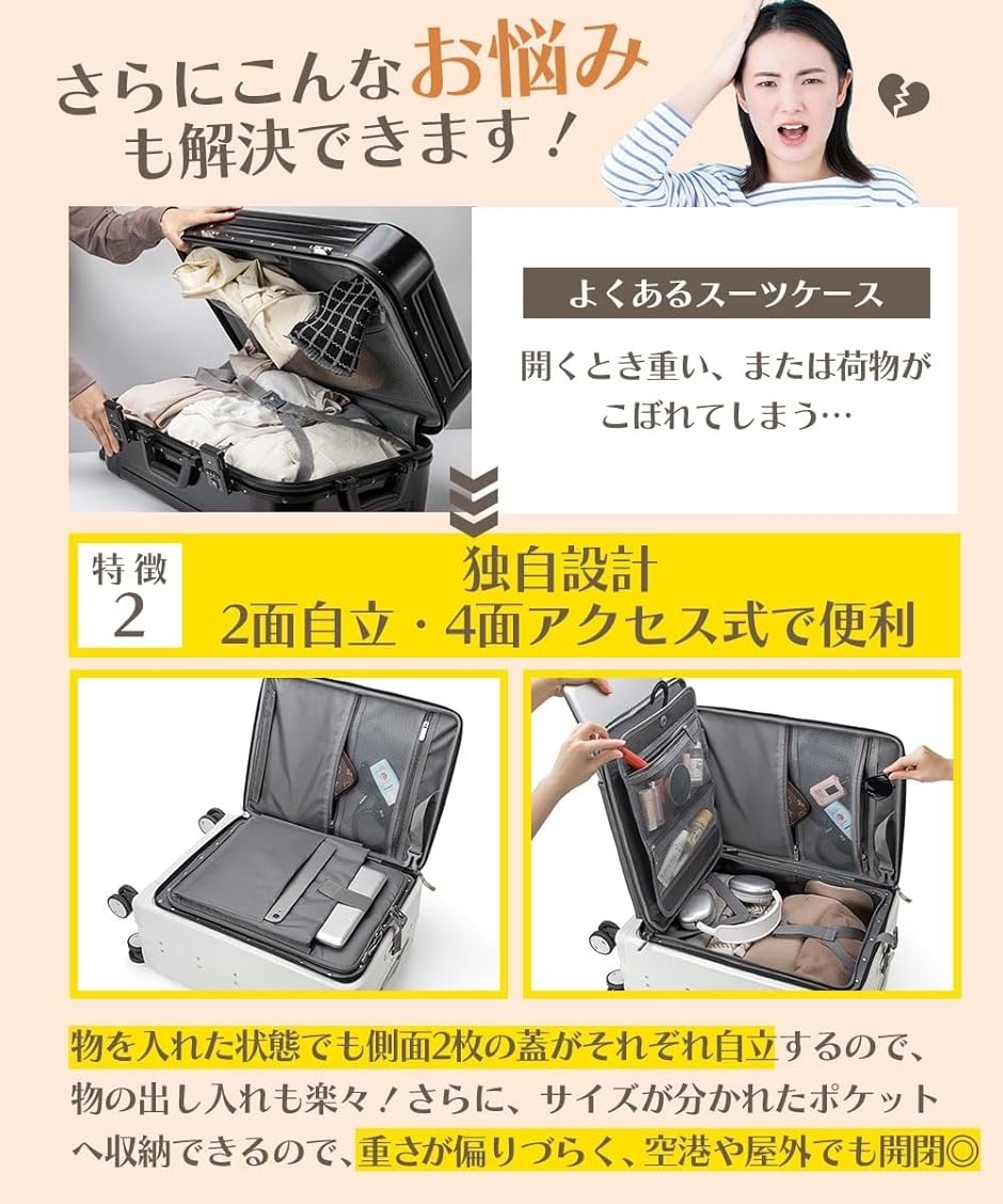 2面立たせて4面アクセス スーツケース キャリーケース 大型 静音