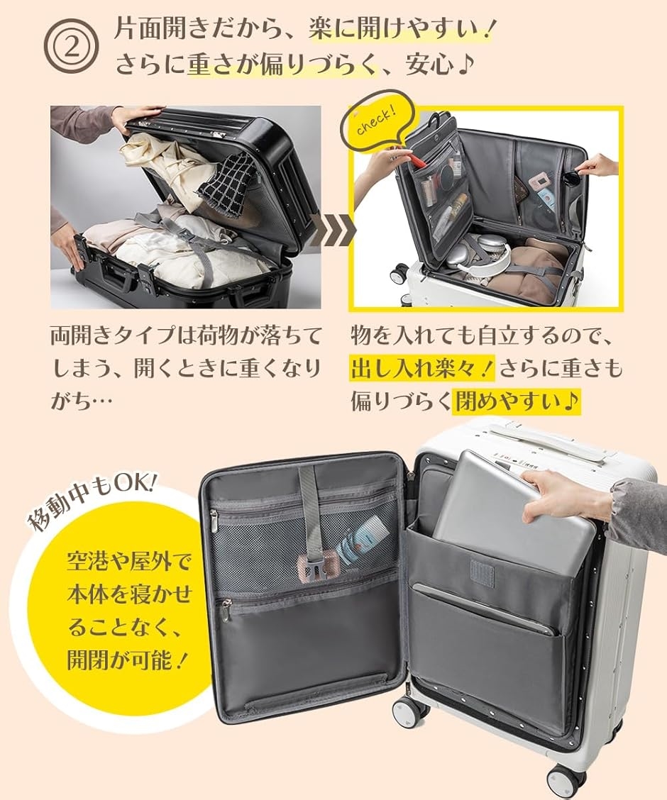 2面立たせて4面アクセス スーツケース キャリーケース 大型 静音