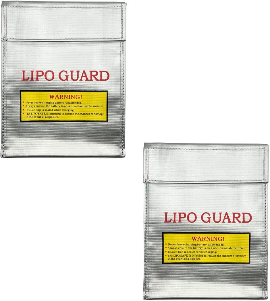 LiPo Guard ���|�K�[�h ���|�o�b�e���[ �Z�[�t�e�B�[�o�b�O 2�Z�b�g �h�� �ω΃P�[�X(�V���o�[��18cmx23cm)