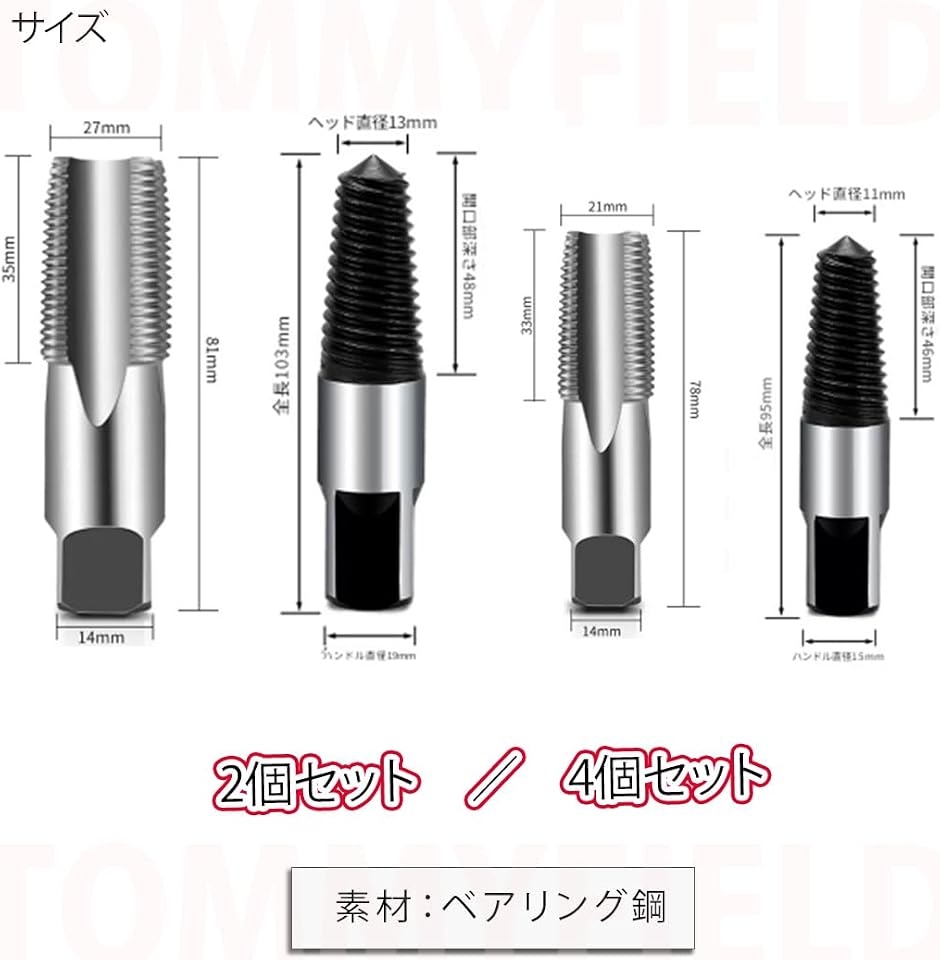 エキストラクター スクリュー パイプタップ 配管用 折れたビス抜き