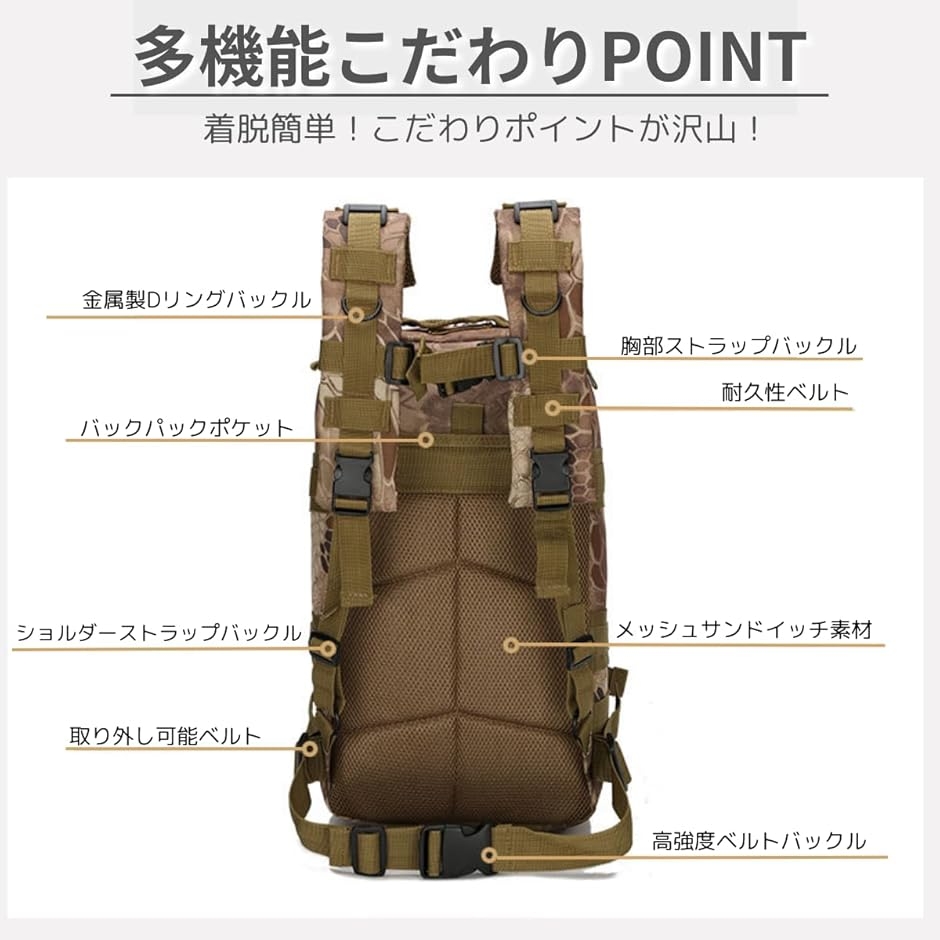 ミリタリーバック タクティカル リュック バックパック 25L アウトドア