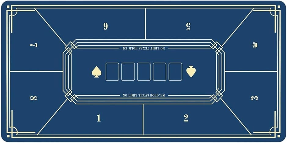 ポーカーマット 滑り止め 8人用 ポーカーテーブル プレイマット 樹脂マット ゴム 80cm (ブルー)