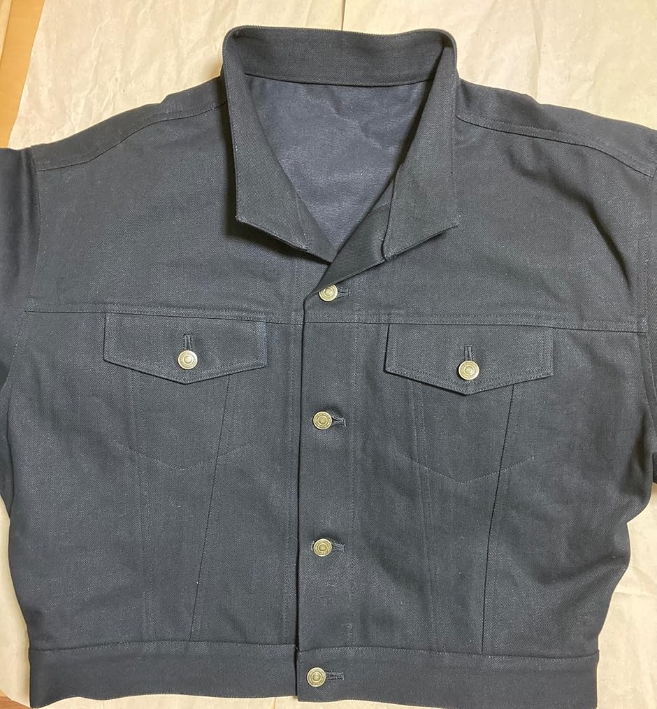 5センチショート丈のGジャン デニムジャケット(ブラック, 3L