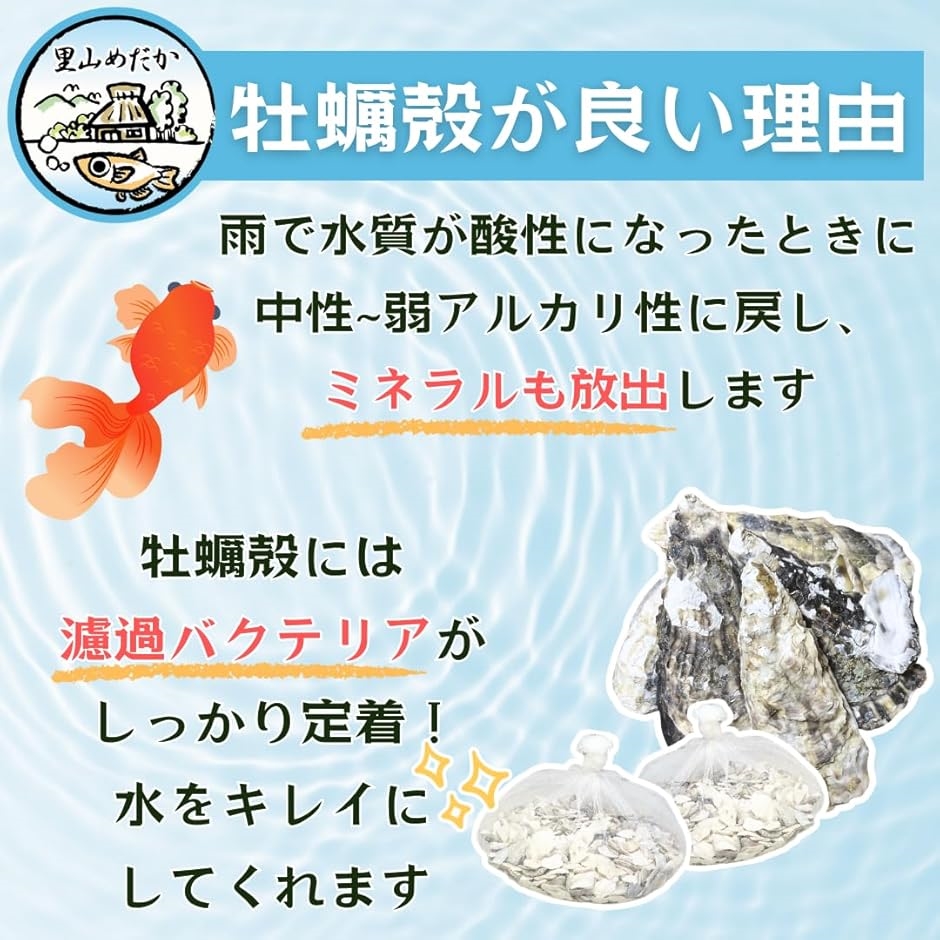 水槽用 牡蠣殻チップ 4-8mm 天然pH調整材 水質安定 40gx5袋(白色