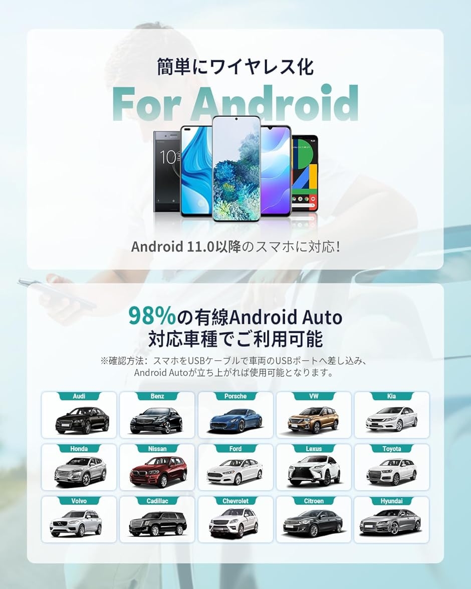 オットキャスト A2AIR NFC ワイヤレスAndroid Autoアダプター NFC対応