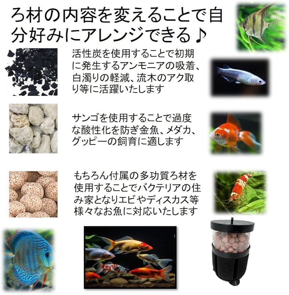 水槽 スポンジフィルター 投げ込み式フィルター ろ過 水質 交換 替え 