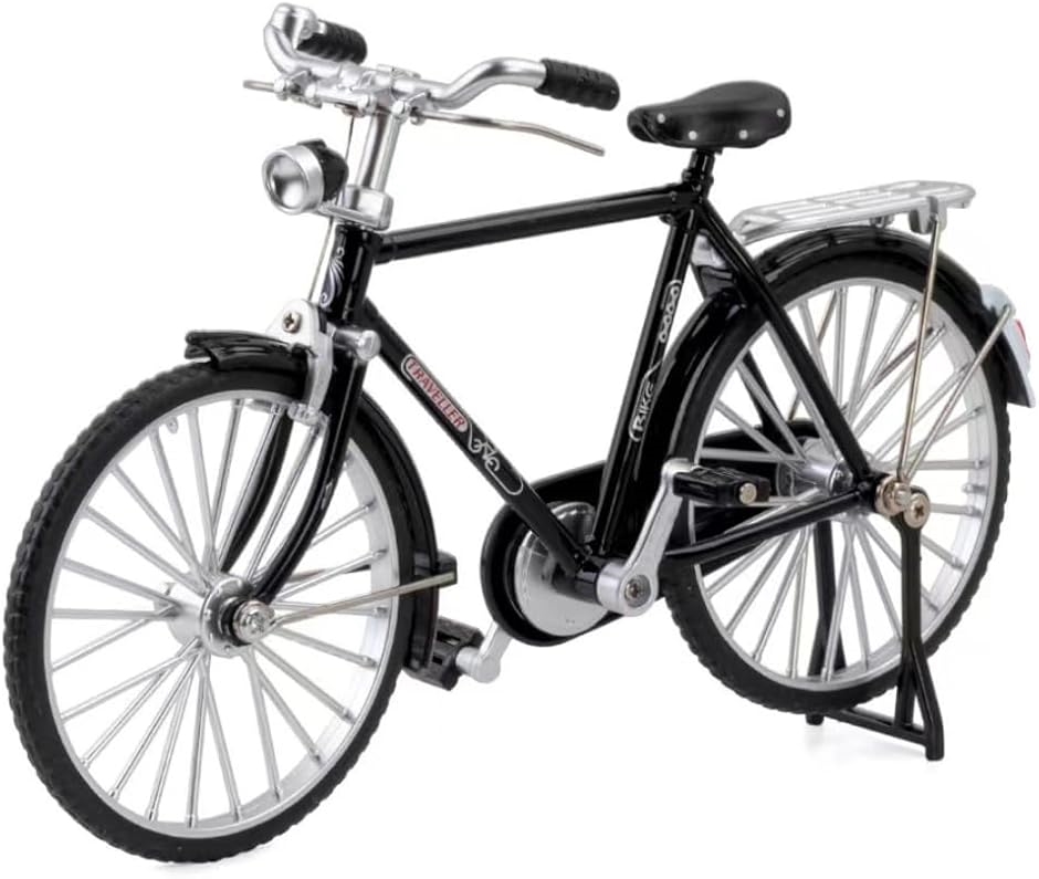 Yahoo! Yahoo!ショッピング(ヤフー ショッピング)自転車 ミニチュア レトロ フィギュア ジオラマ 模型 完成品 合金 1/10（ブラック,  17.8cmx10.5cm）