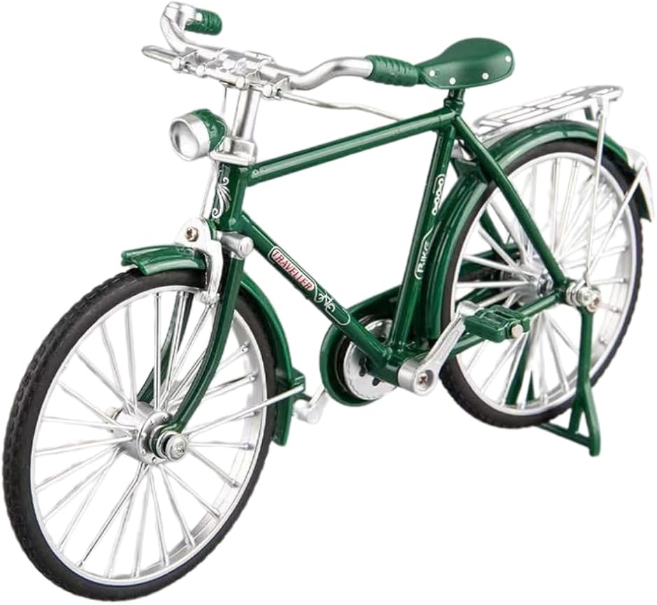 Yahoo! Yahoo!ショッピング(ヤフー ショッピング)自転車 ミニチュア レトロ フィギュア ジオラマ 模型 完成品 合金 1/10（グリーン,  17.8cmx10.5cm）