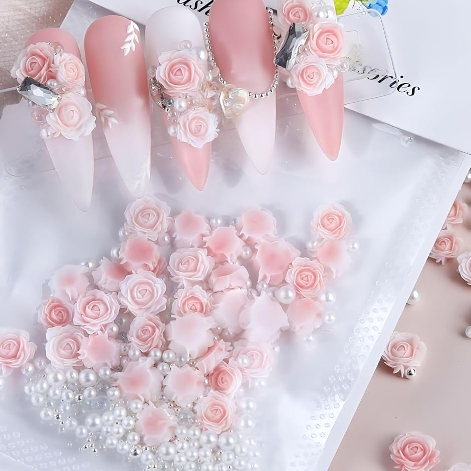 Yahoo! Yahoo!ショッピング(ヤフー ショッピング)ネイルパーツ ネイルシール 薔薇 バラ 花 可愛い 花輪 装飾 ガーランド（ピンク）