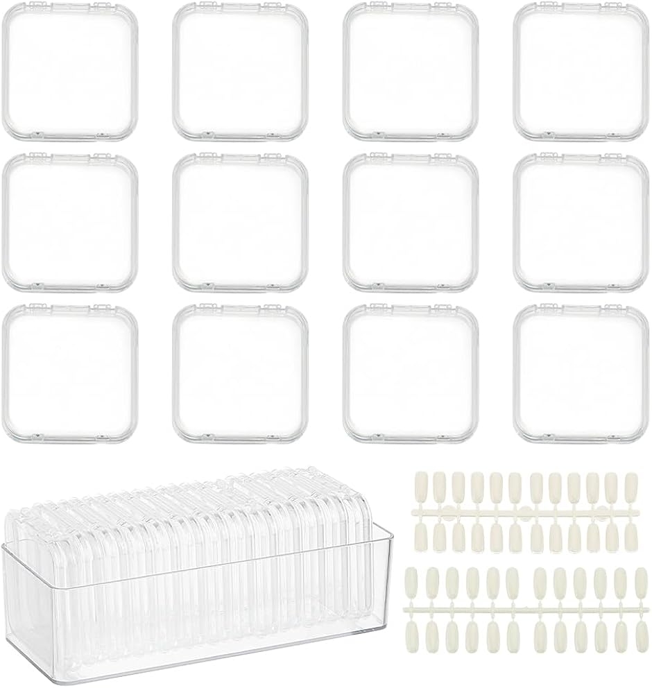 12個つけ爪収納ボックス ネイルチップ収納ボックス ネイルチップ240枚入り 人工爪クリアディスプレイ収納ケース パッキングボックス