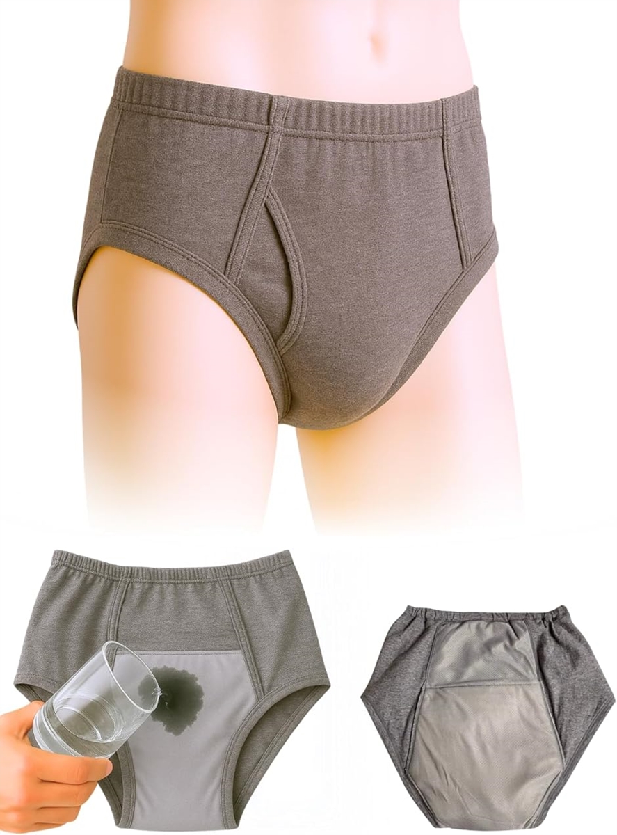 男性用尿漏れ防止パンツ 尿吸収ショーツ グレー 介護パンツ 大人用オムツ 介護用オムツ おねしょパンツ(グレー,  L)