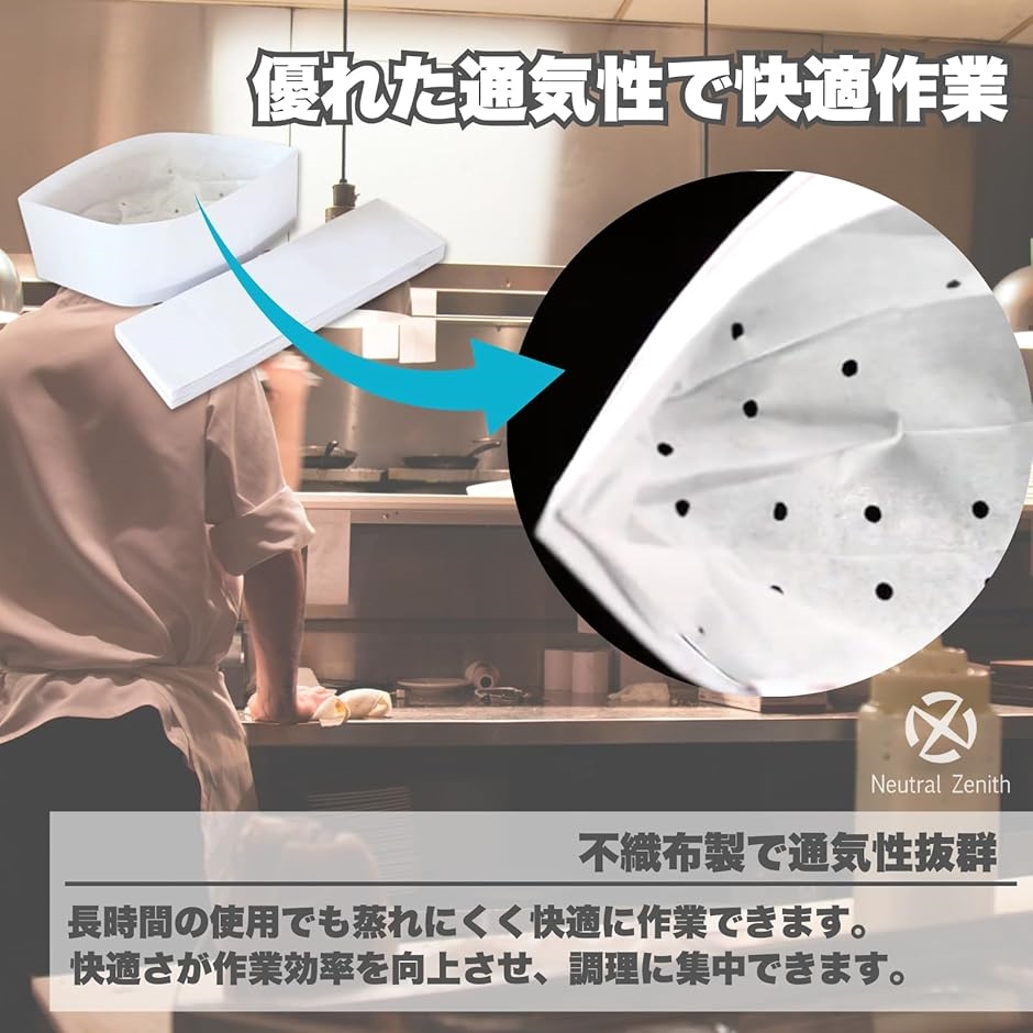 コック帽 不織布キャップ 衛生キャップ 使い捨て シェフハット サイズ 