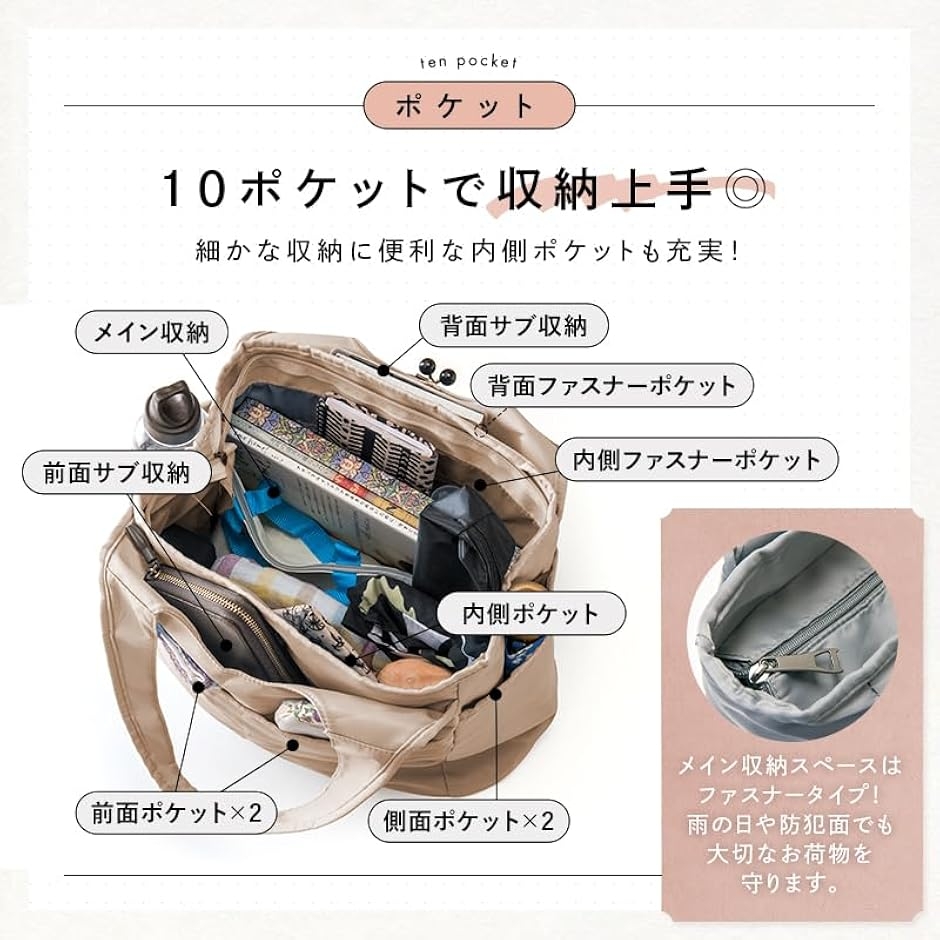 トートバッグ レディース マザーズバッグ a4サイズ大きめ ナイロン