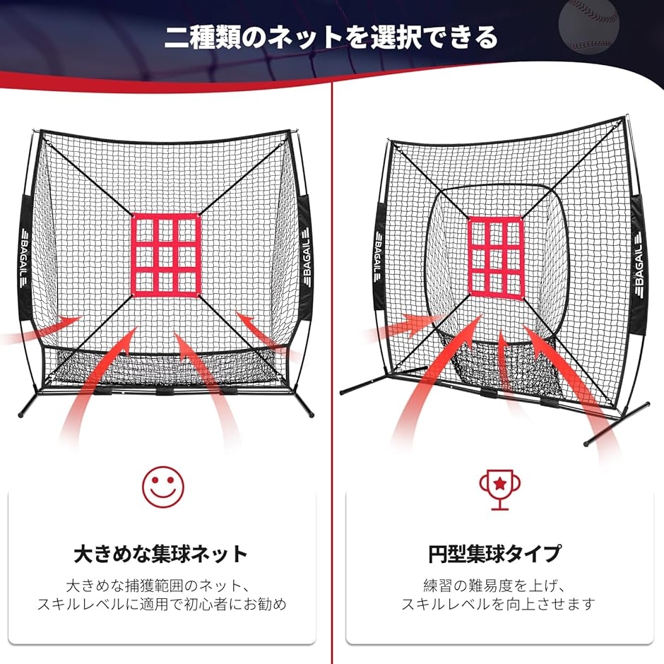 BAGIL野球ネット ベースボールネット 練習用 バッティングネット