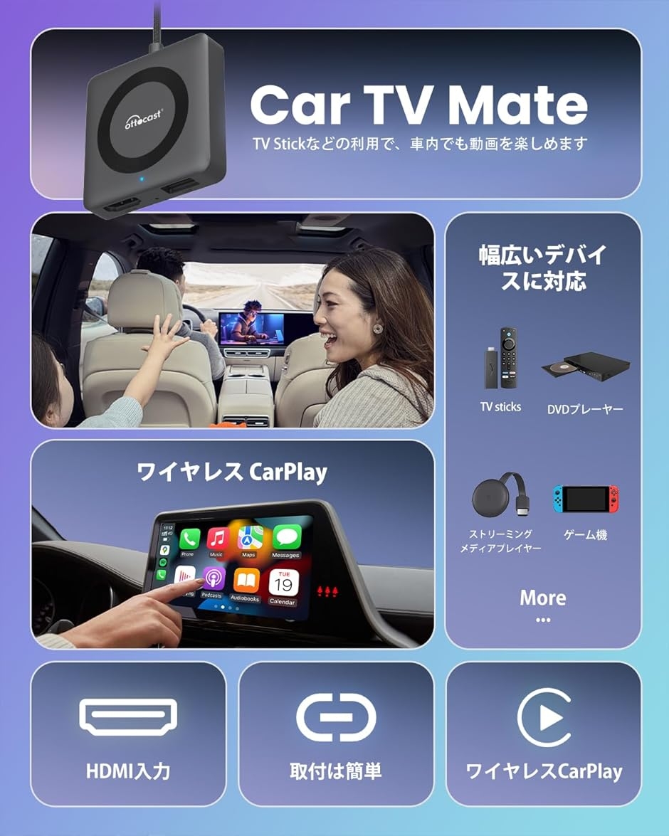 オットキャスト 新型 Car TV Mate Pro カーテレビメイト HDMI出力のTV