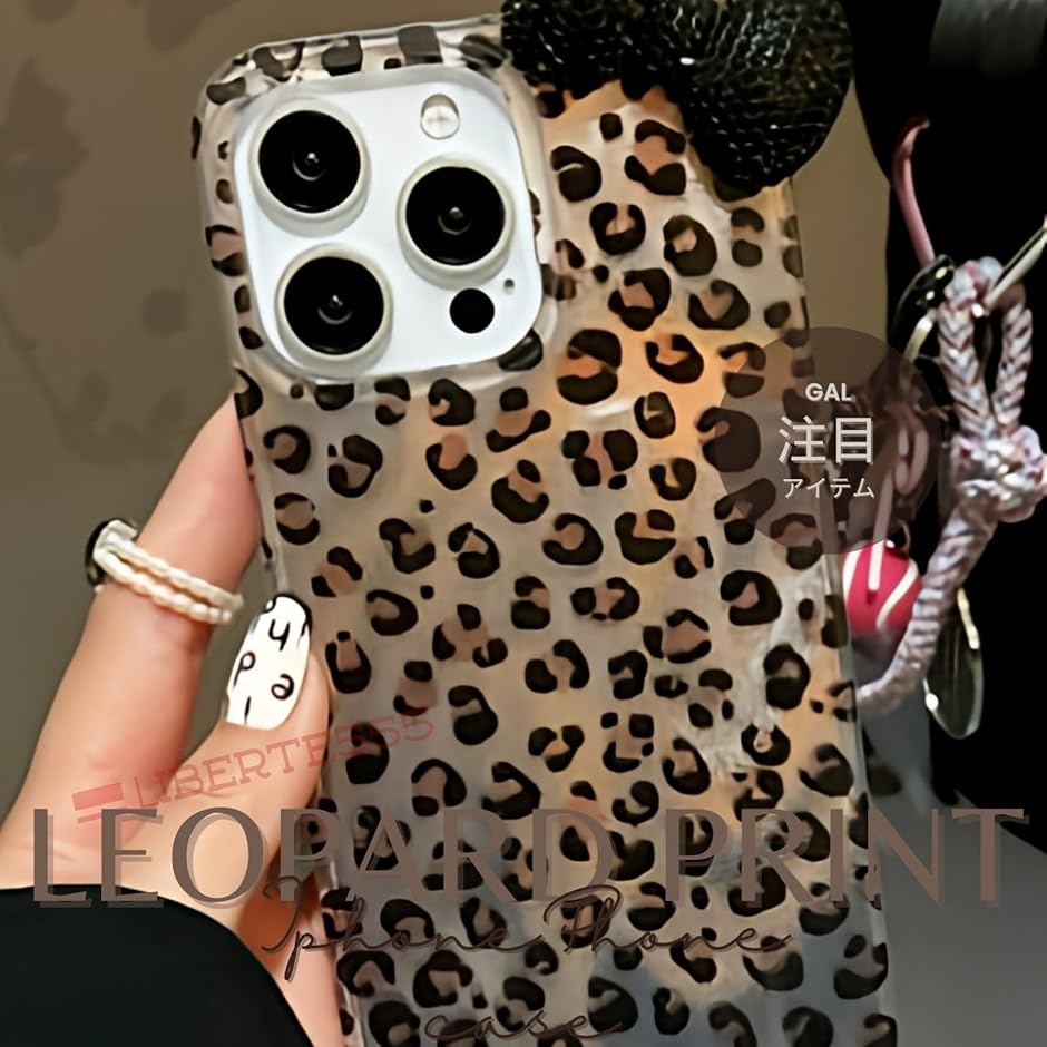 スマホケース ギャル キラキラ 地雷系 韓国 可愛い (ヒョウ柄リボン