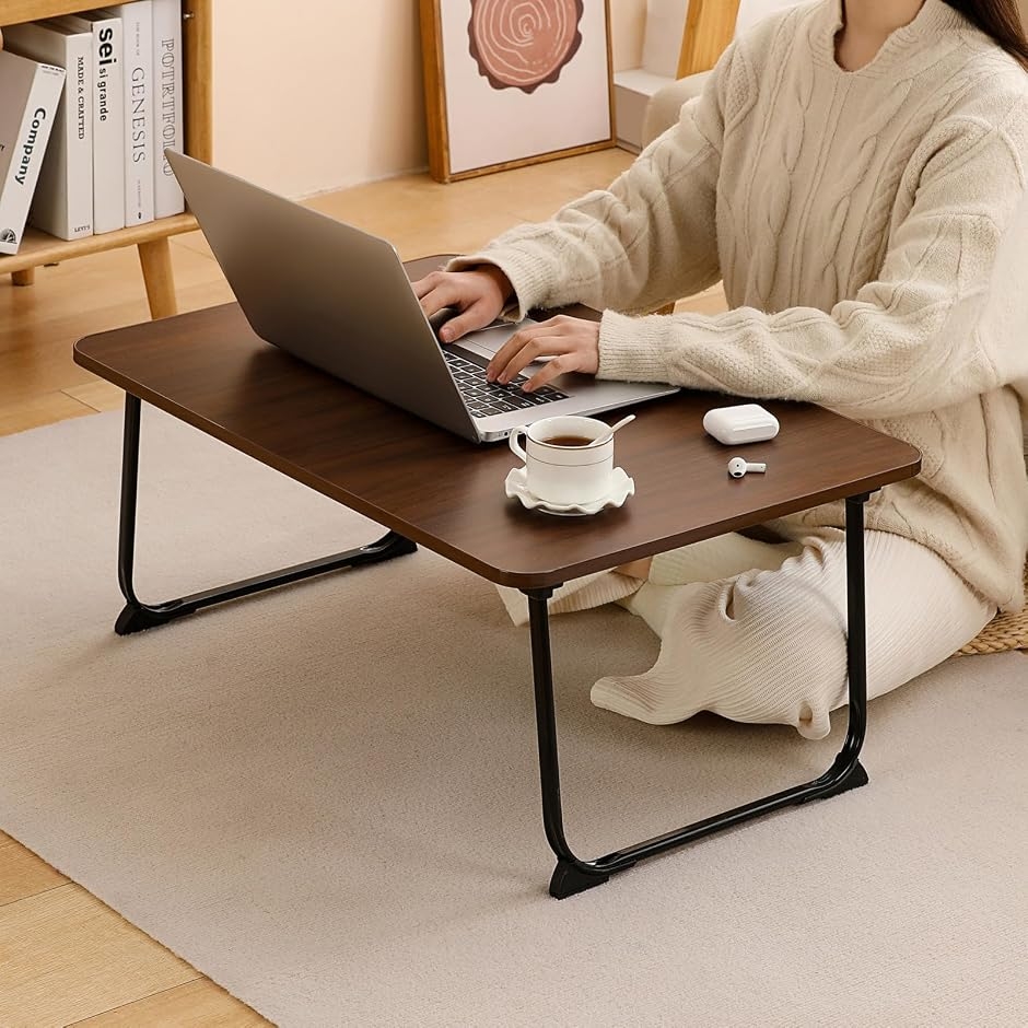 折り畳みテーブルパソコンデスクちゃぶ台 table おりたたみテーブル ベッドテーブル ミニ (ダークブラウン, 長60x幅40cm) 関連画像1