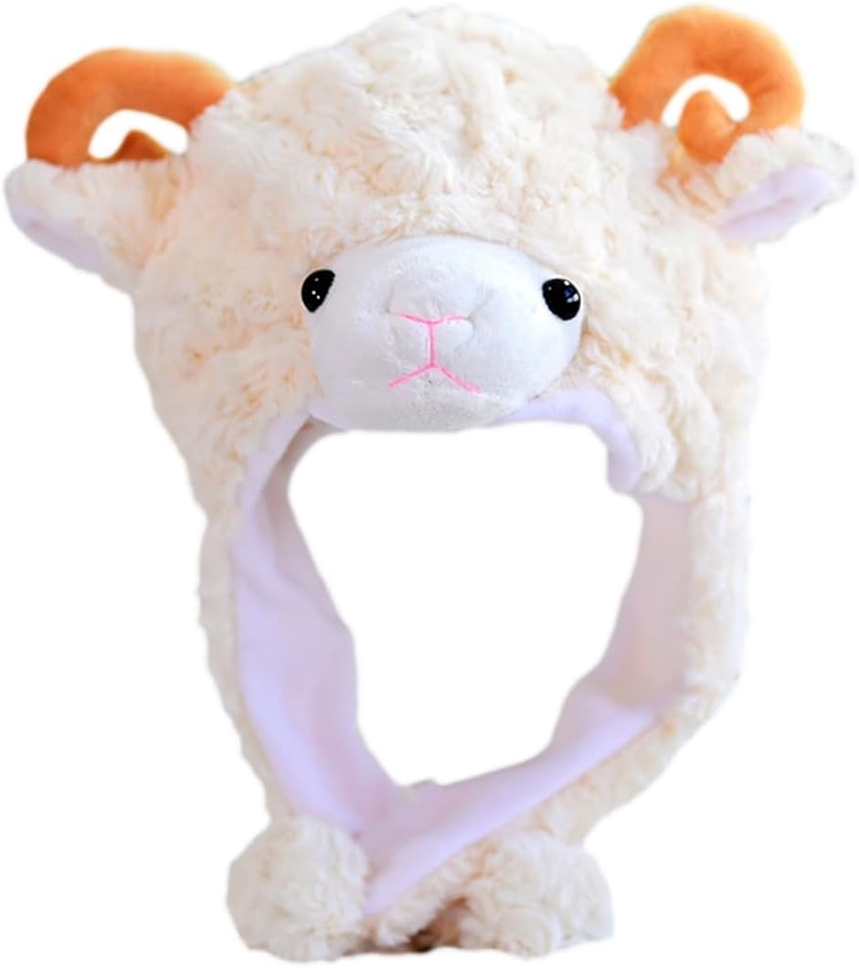 羊の被り物 キャップ 帽子 もこもこ ヒツジ パーティー グッズ コスプレ(ベージュ)