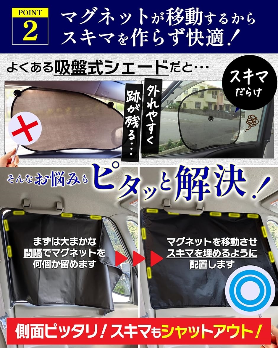 クイックシェード 簡単取付 マグネットカーテン 強力磁石 サンシェード