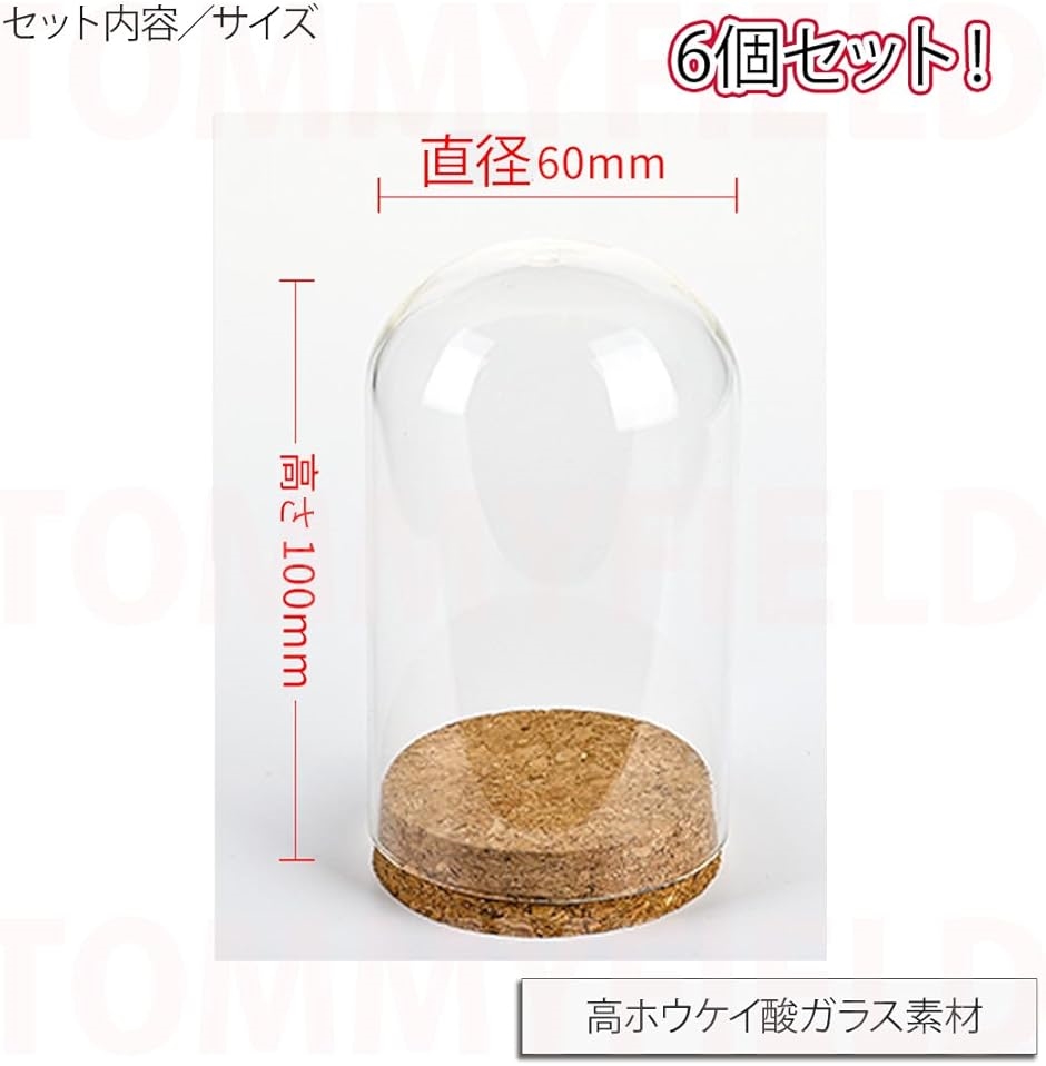 ガラスケース 2サイズセット コルクベース　各10個 Amazon.co.jp: ミニ ガラス ドームカバー コルクベース ドライフラワー
