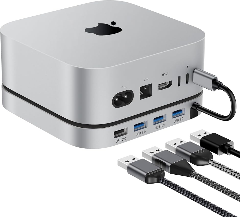 Mac Mini M4 ドッキングステーション USB-Cハブ 6-in-1 NVMe SSD対応